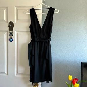 BCBG Max Azria. Women’s black short ruffle tie dress. Size 0.